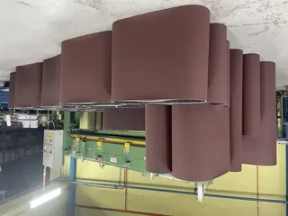Finished industrial sanding belts
